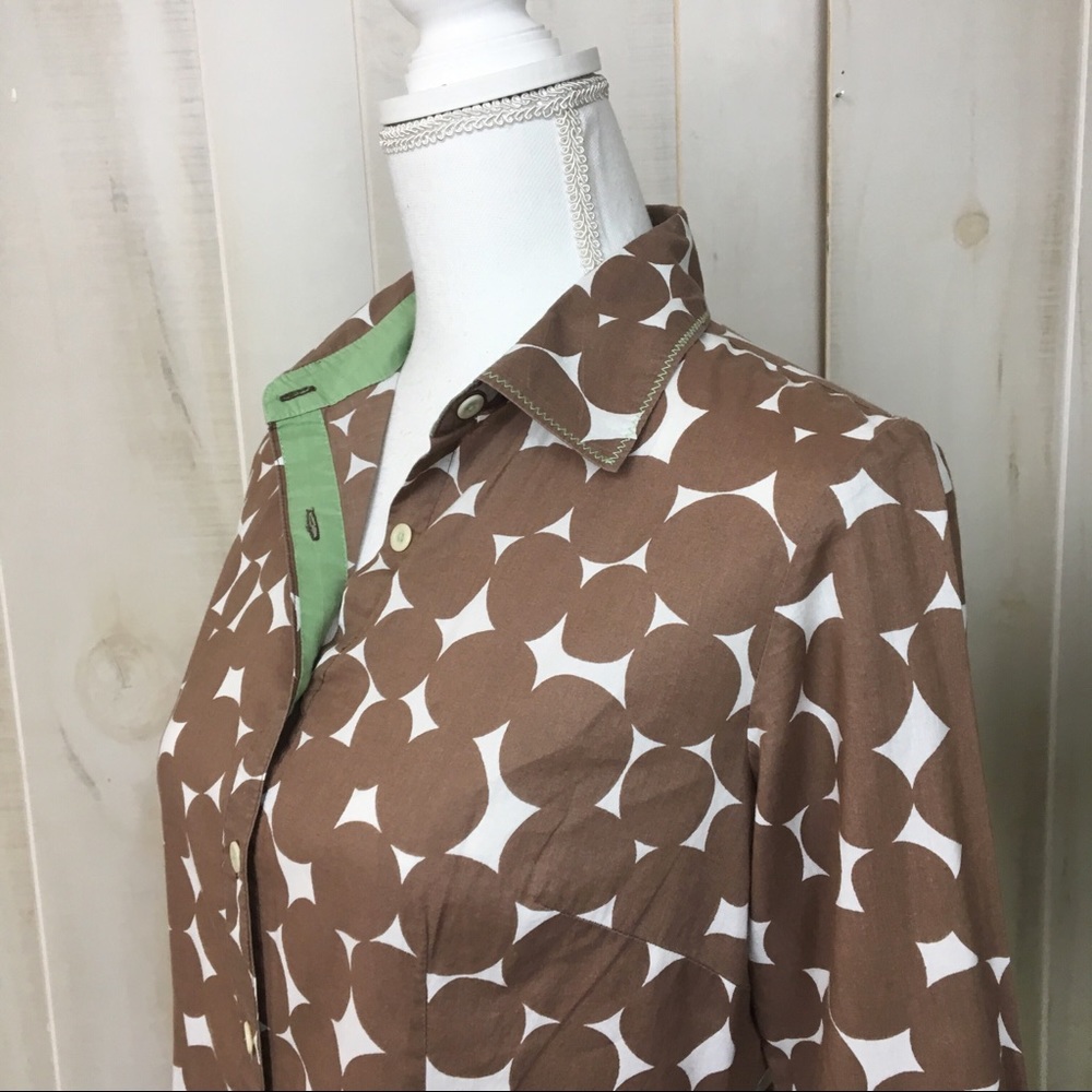 Boden Brown Polkadot Button Down Blouse - Picture 3 of 6